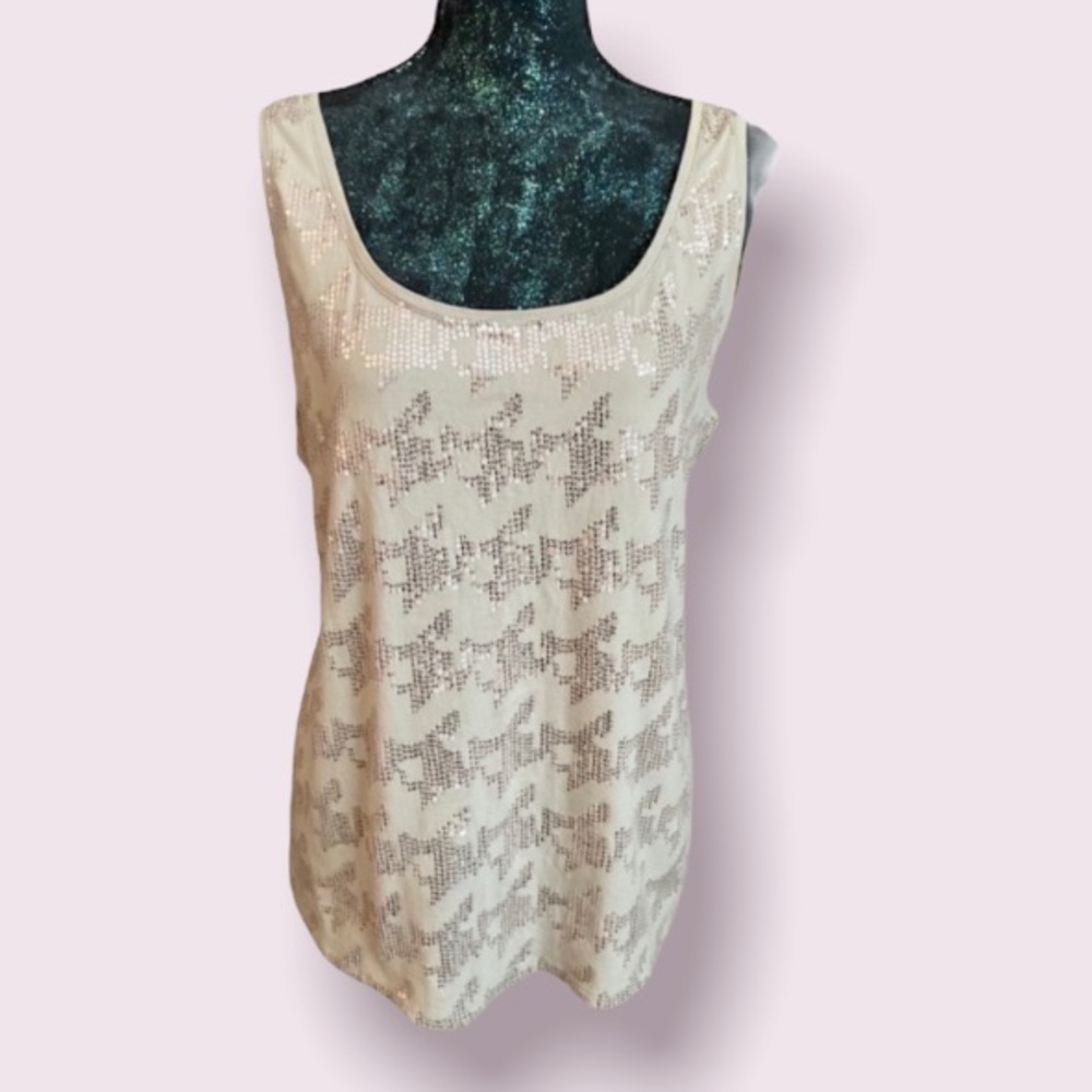 Alfani Sequined Tank Top in Tan